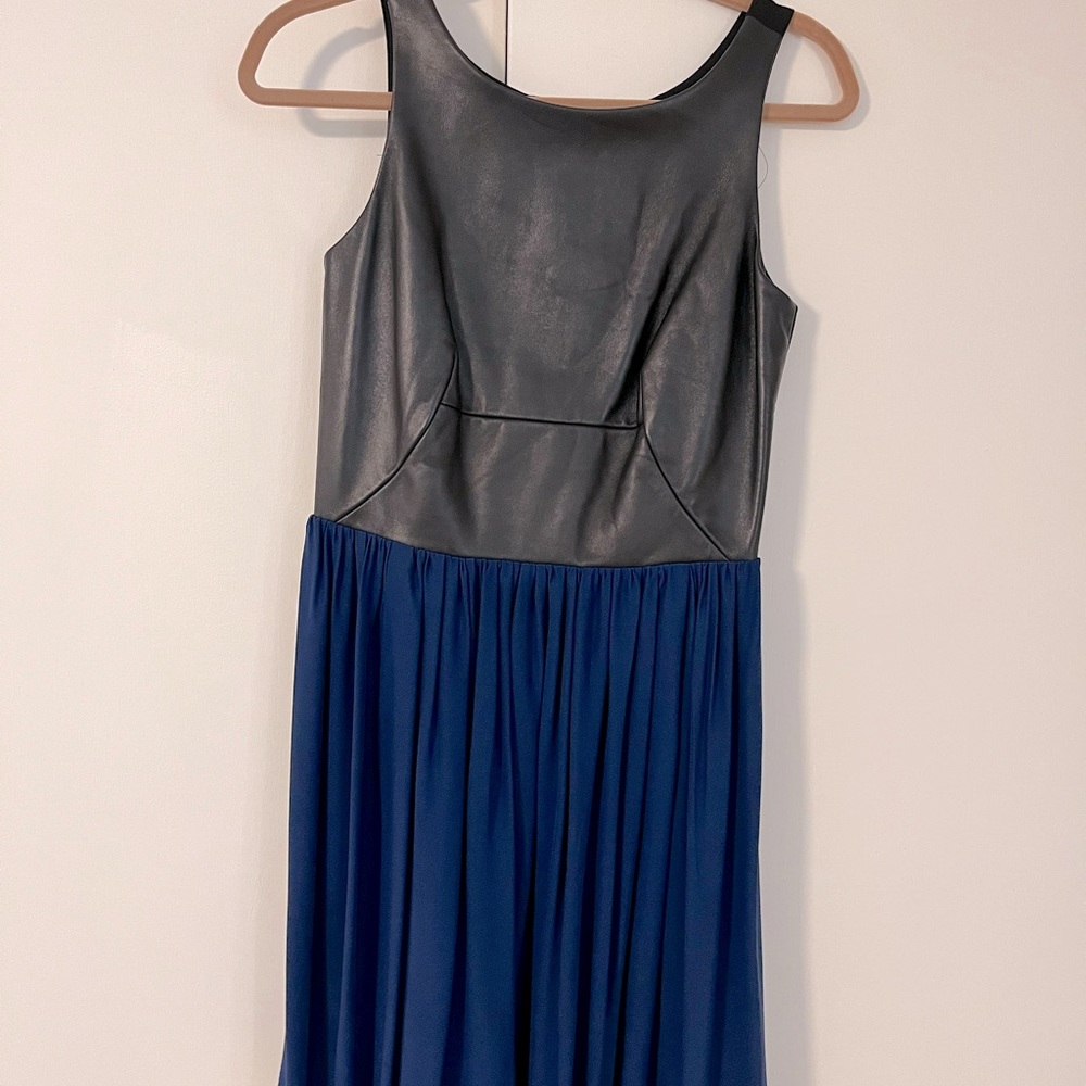 Black and Navy Pleather Dress